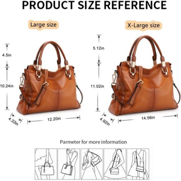 🆕Women Orange Brown Genuine Leather Purses and Handbags Tote Shoulder Bag - Picture 9 of 11